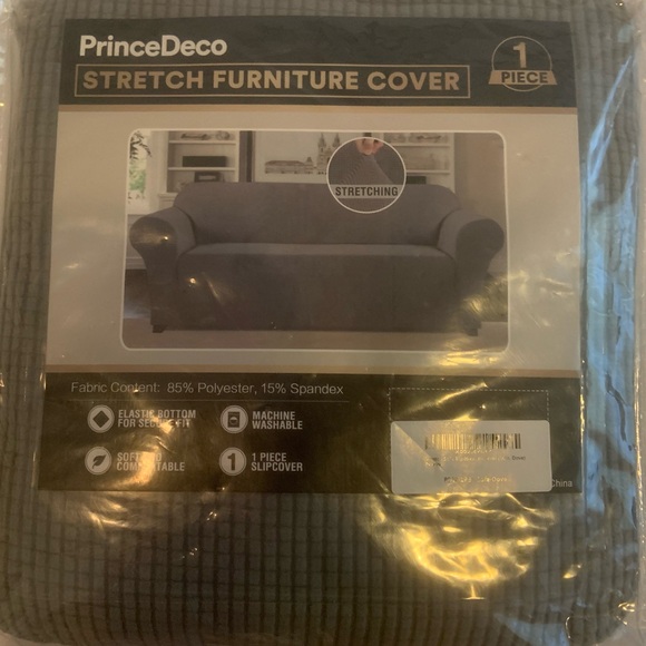 NWT PrinceDeco Stretch Gray Sofa Furniture Cover Gray 85% Polyester & 15% - Picture 1 of 7